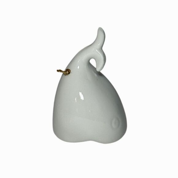 Vintage Ceramic Whale Bell Glossy White 80s Nautical Decor - Picture 4 of 15